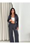 Modal Fabric Belted Jacket and Baggy Bottom Tracksuit - Modal Tracksuit Set with Belt - 6
