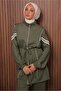 Women's Khaki Belted Pants Suit t 0035 - 4