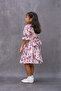 Girl's Pink Rose Patterned Satin Flared Dress - 2