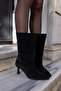 Colette Women's Black Genuine Leather Suet Unlined Heel Bootie - 7