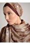 شال موهير-آي جول منقوش بزهرة الورد من جانب واحد - بني بيج - 4