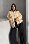 Woven Suede Bomber Jacket - Cream - 4