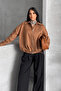 Woven Suede Bomber Jacket - Light Brown