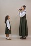 Khaki Pleated Polyviscose Jile Dress and Girl's Dress Mother-Daughter Combination (Sold as Single) - 6