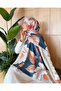 Patterned Cotton Soft Shawl Soon Series Cream - Petrol Green Ps157 - 3