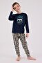 3511C Boys' Navy Blue Long Sleeve Pajama Set - 2