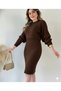 Women's Ribbed Knit Crop Sweater & Midi Dress Set - 2