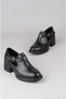 Seç D1034 Genuine Leather Heelled Women's Shoes (Heel Height: 5 cm) Black - 2