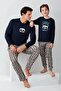 3511C Boys' Navy Blue Long Sleeve Pajama Set - 4