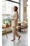 Beige Hijab Two-Piece Set with Tie-Front Kimono Jacket and Wide-Leg Pants, Casual and Stylish, New Season - 2