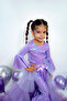 Sparkly Sequined Flywheel Sleeve Layered Leg Girl's Set - 4