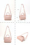 Crinkled Textured Pink Shk184 Faux Leather, Single Compartment with Zipper, Strap Hand, Arm and Shoulder Bag - 8