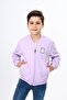 Lilac Boys' College Collar Zipper Pocket Embroidered Printed Knitted Cardigan - 2 Thread
