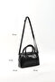 Crinkled Textured Black Shk184 Faux Leather, Single Compartment with Zipper, Strap Hand, Arm and Shoulder Bag - 2