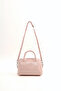 Crinkled Textured Pink Shk184 Faux Leather, Single Compartment with Zipper, Strap Hand, Arm and Shoulder Bag - 4