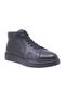 Men's Black Lace-Up-Zippered Genuine Leather-Detailed Winter Boots
