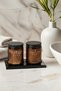 Set of 2 Amber Glass Bathroom Organizer with Stand – Written as Cotton Buds & Cotton Pads – 250 ml - 6