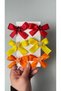 Children's Vibrant Colors Orange Red Yellow Starry 6Pcs Ribbon Barrette Set (3cm Metal Clip Barrette)