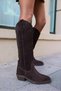 Castro Women's Brown Genuine Leather Suede Zippered Western Boots - 8