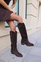 Castro Women's Brown Genuine Leather Suede Zippered Western Boots - 5