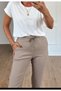 Women's Full Lyclary Waist Lace-Up Super Comfortable Double Leg Ankle-Length Top Line Pants - 4