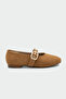 Victor Taba Suede Gold Buckle Women's Ballerinas