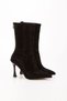 Suede Black Stone Thin Heeled Women's Boots Black 9 cm