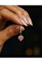 Women's Steel Zircon Stone Heart Earrings Pink - 5