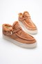 Women's Suede Loafer Shoes with Fur Buckle Tan Selva