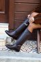 Laroc Brown Leather Buckle Detail Flat Sole Women's Boots