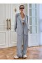 Women's Casual Pants and Jacket Knitted Fabric Double Set - 2