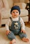 Unisex Teddy Bear Baby Jeans Salopet with Teddy Bear 2 Pieces