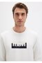 0S10203 Logo Printed Men's Hooded Sweatshirt White - 5