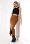Women's Long Suede Skirt with Slit and Belt - 5