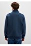 Semi-Zippered Mock Neck Loose Fit Basic Sweatshirt - 3