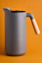 Lotus Nordic Bamboo Handle Glass Vacuum Thermos 1000 ml Gray