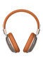 Orange/Tan Leather Wireless Over-Ear Bluetooth Headphones