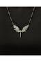 Silver Color Archangel Michael Winged White Stone Zircon Steel Necklace - 2