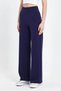 Women's Navy Blue High Waist Pocketed Palazzo Wide Leg Crepe Fabric Casual Trousers Sweatpants - 2