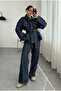 Premium Trend Denim Jeans Tie-Detail Polka Dot Jacket - Wide-Leg Denim Trousers 2-Piece Set