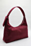 Women's Burgundy Suede Side Wallet Detailed Zipper Closure Lined Handbag and Shoulder Bag