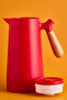 Niva Nordic Bamboo Handle Glass Vacuum Thermos 1000 ml Red - 3