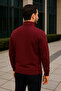 Men's Long Sleeve Mock Neck Burgundy Zippered Sweatshirt - 5