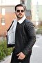 Men's Leather Coat with Fur Collar Detail - 4