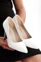 Stiletto White Skin - Medium Size Thin Heel Women's Shoes - 4