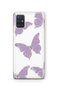 Samsung Galaxy M51 Compatible Purple Butterfly Pattern Transparent Phone Case