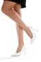 Stiletto White Skin - Medium Size Thin Heel Women's Shoes