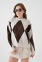 Women's Diamond Patterned Crew Neck Knitwear Sweater - 2