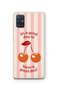 Samsung Galaxy M51 Compatible Cherry Patterned Transparent Phone Case