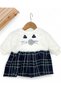 Baby Girl Cat Embroidered Plaid Pattern Plush Dress 6-9-12-18 Months - 6